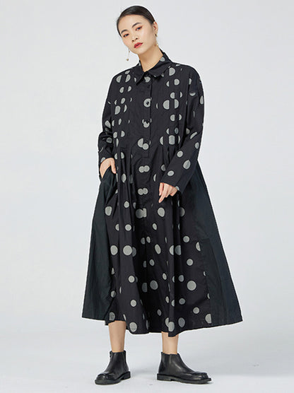 Casual Loose Long Sleeve Polka-Dot Jumpsuits Bottoms