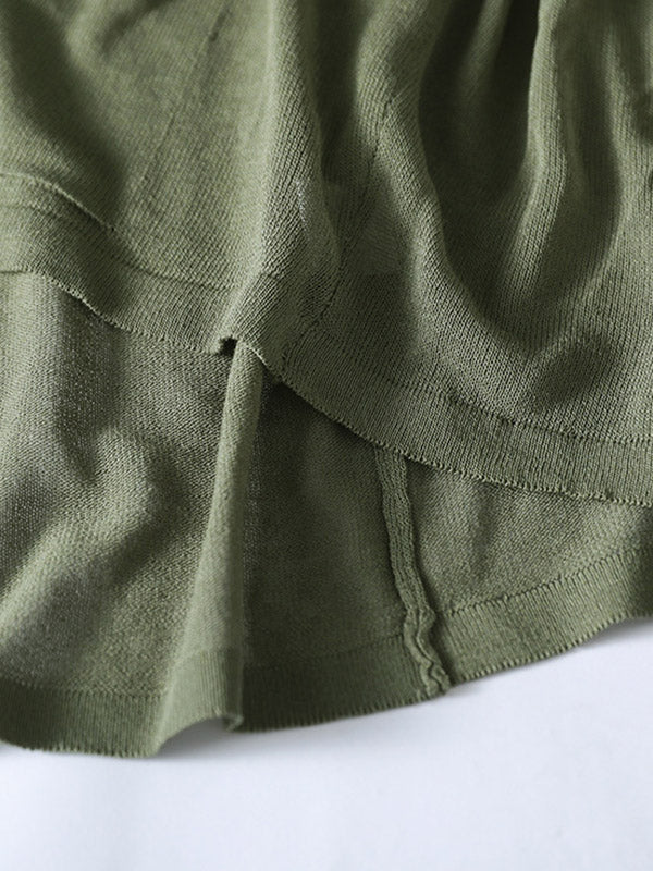 Casual Batwing Sleeve Hooded High-Low V-Neck Buttoned Cardigans