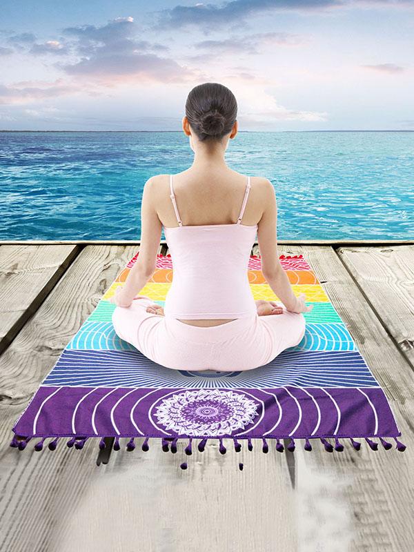 Square Beautiful Rainbow Beach Mat
