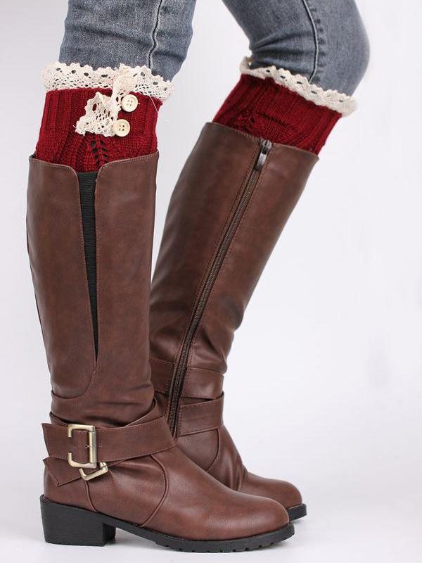 Lace Solid Color Knitting Ankle Socks