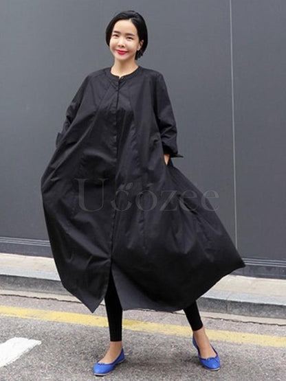 Loose A-line Long Shirt Dress