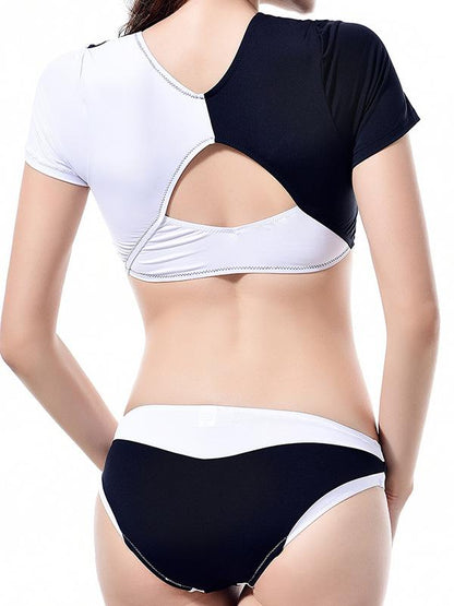 Sports Sexy Contrast Color Tankini Swimsuit
