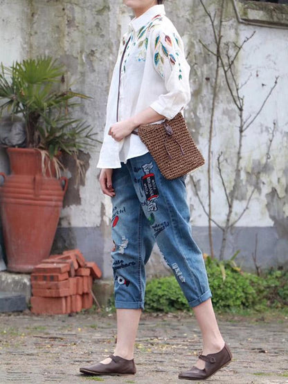 Retro Elastic Waist Harem Pants