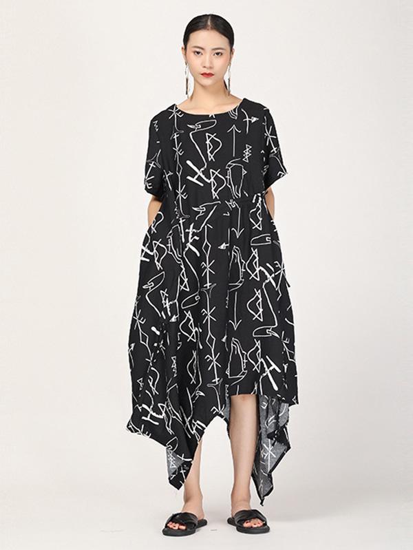 Literary Cropped Printed Long Dress