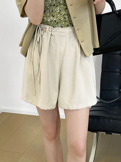 Cuprammonuium Bandage High-Waisted Wide-Leg Shorts