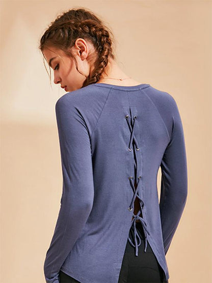 Long Sleeve Back Bandage Tees