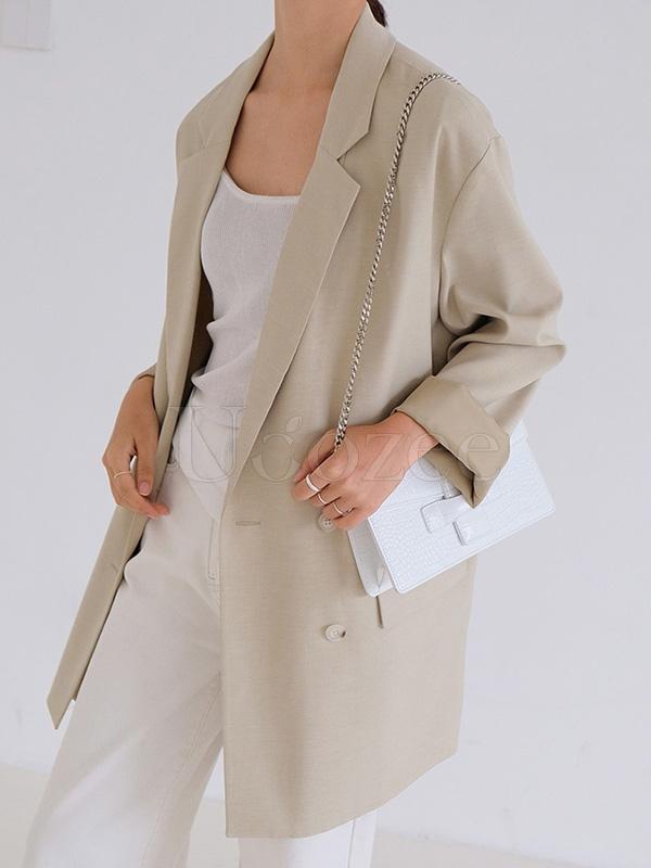Casual Solid BF Style Suit Outwears