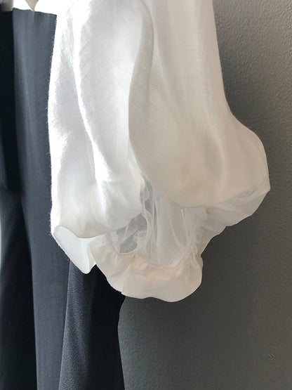 Urban Puff Sleeves Contrast Color False Two Mini Dress