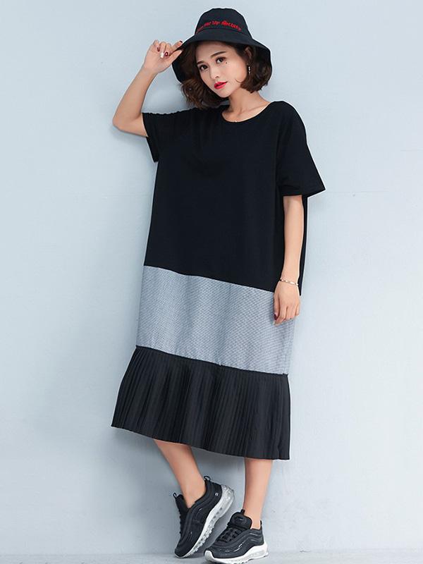 2019 Spring New Loose Split-joint Dress