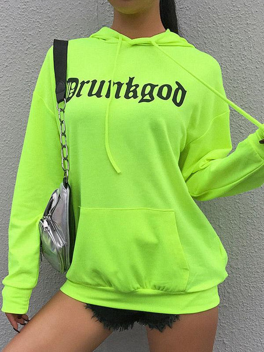 Large Pocket Fluorescent Green Hoodies & Jackets