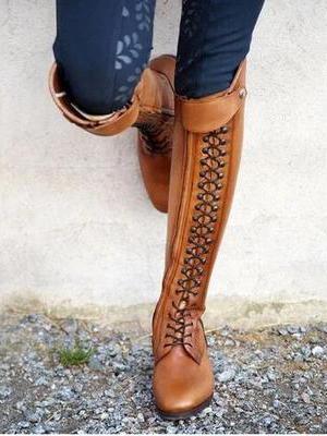 Vintage Rivet Knee High Boots