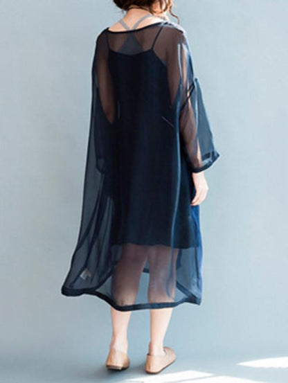 Summer Loose Silk Printed Maxi Dress