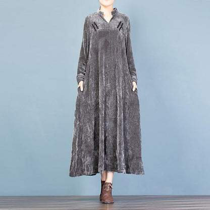 Buykud Elegant Comfortable Solid Color Warm Dress
