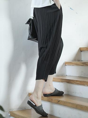 Vintage Loose Ruffled Solid Pants