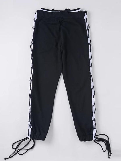 Contrast Color Hollow Loose Casual Pants Bottoms