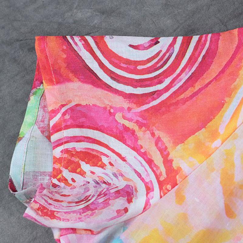 False Two-piece Short Sleeve Printed Summer Dress