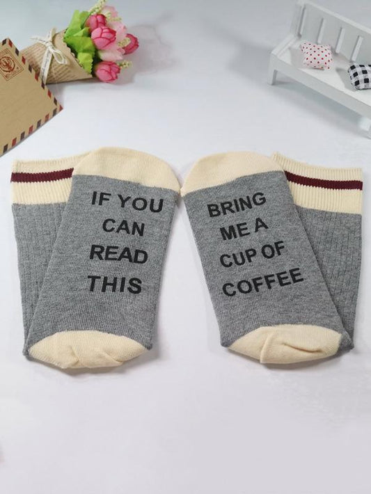 Soft Letter-Printed Medium Sock