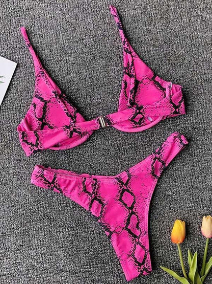Snakeskin&Leopard Underwired Bikinis Swimwear