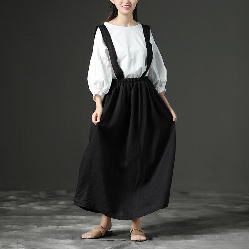 Black Casual Loose Women Summer Suspender Skirt