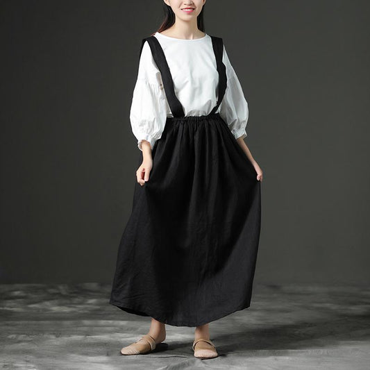 Black Casual Loose Women Summer Suspender Skirt