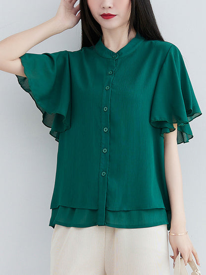 Original 14 Colors Falbala Lapel Blouse Tops