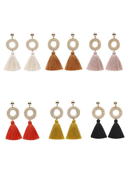 Raffia National Knitting Earrings