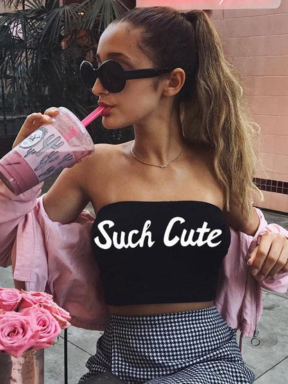 Street Casual Hip-Hop Letter Printed Strapless Tank