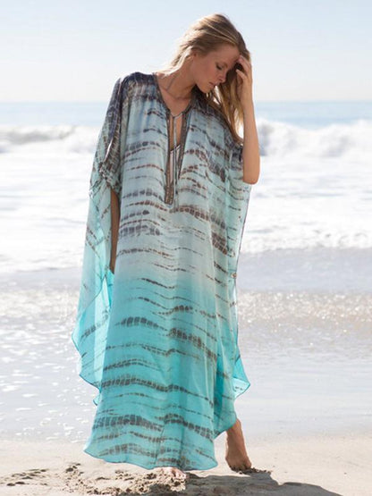 Plus Size Loose Printed Beach Cover-ups