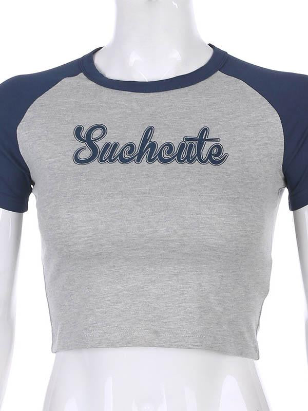 Wrap Contrast Color Printed Exposed Navel Tees