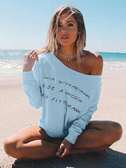 One-shoulder Printed Sexy Beach Shirt Top