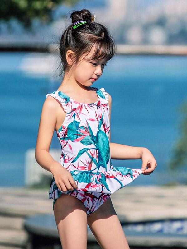 AONIHUA Floral Bowknot Girl Swimwear
