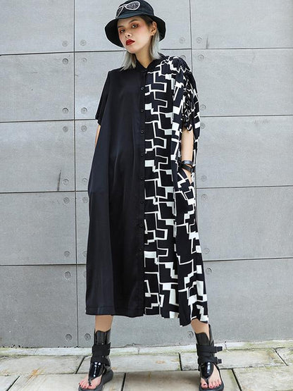 Chiffon Oversize Lapel Split-joint Dress
