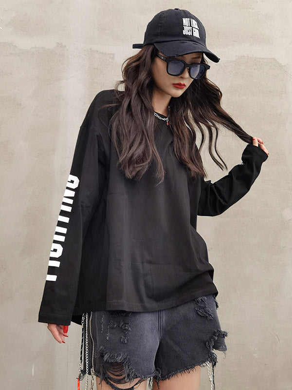 Simple Round-Neck Letter Printed Long Sleeves Sweatshirts