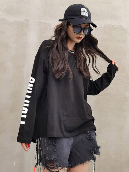 Simple Round-Neck Letter Printed Long Sleeves Sweatshirts