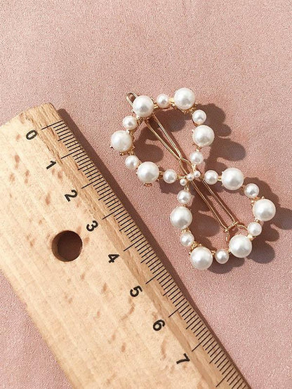 Hollow Faux Pearl Hair Clip Beaded Hair Clip