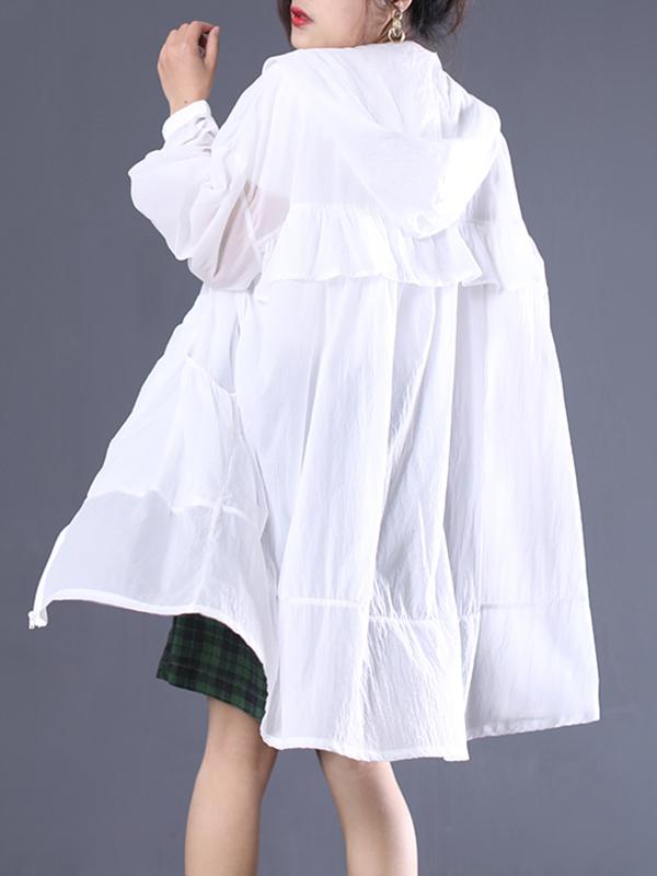 Casual Literary Hoodie Sun-protective Cover-up