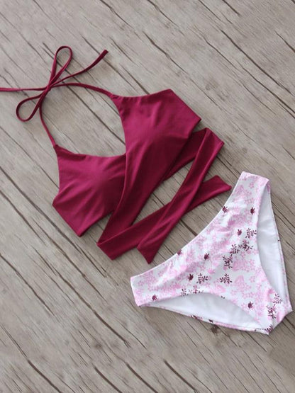 Halter-neck Bandage Bikinis Swimwear