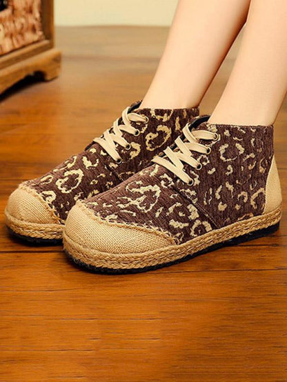 Leopard Thick Bottom Straw Shoes