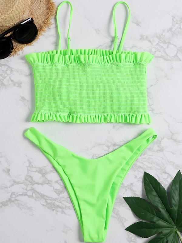 Ruffle Smock Bandeau Bikini Set