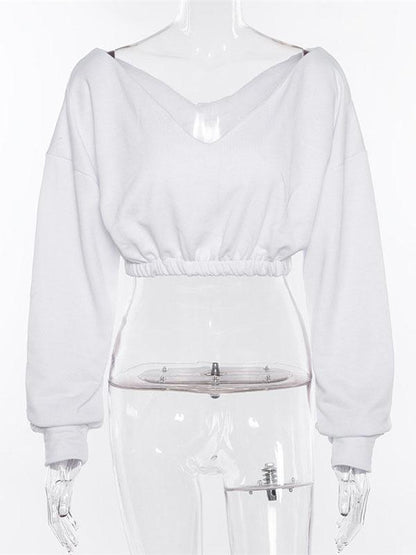 Sports V-Neck Hoodies&Sweatshirt Tops