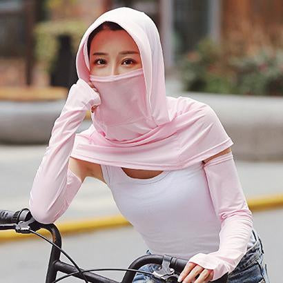 Solid Color Gauze Ice Silk Mask Multi-Functional Sunscreen Hat