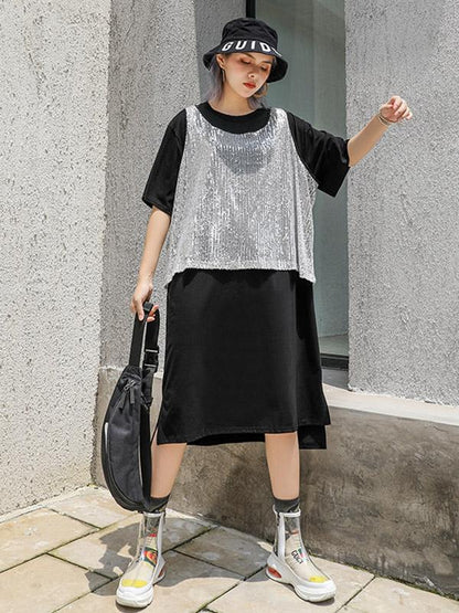 Loose Bling 2-pieces Midi Dress