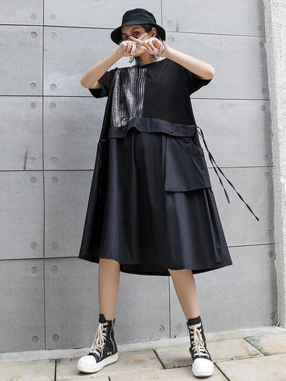 Loose Oversize Split-joint  Short Sleeves Dress