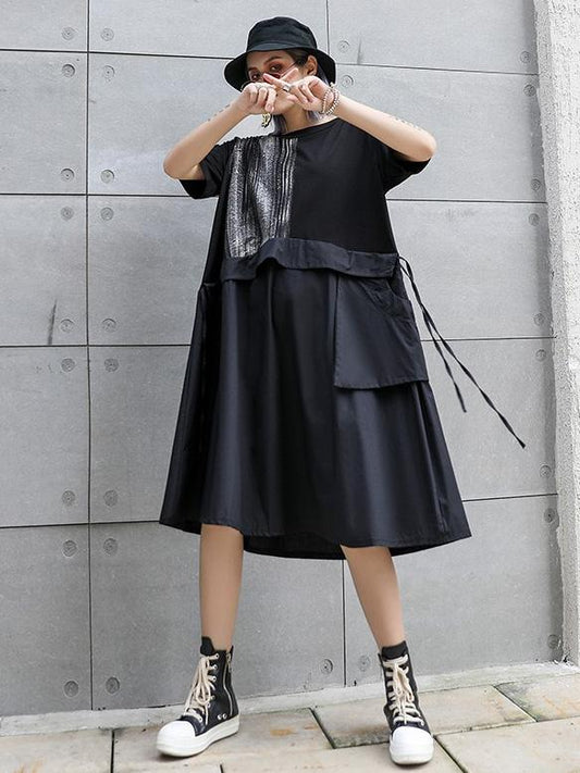 Loose Oversize Split-joint  Short Sleeves Dress