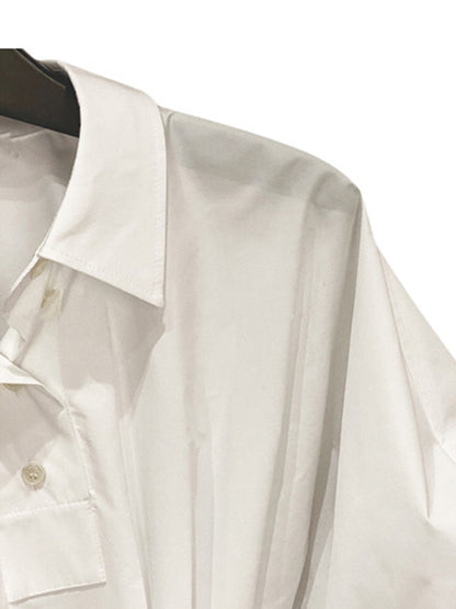 Original Solid Color Lapel Batwing Sleeve Blouse Tops