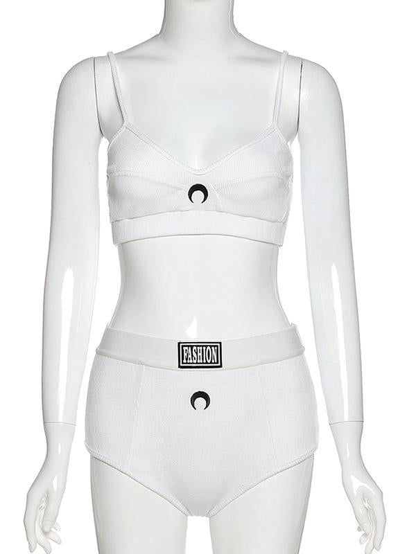 Wrap Printed Spaghetti-Neck Bra&Shorts Suits