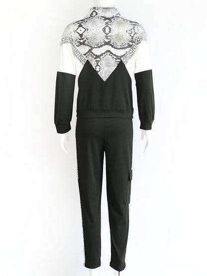 Snake Skin Patchwork Fashion Yoga&Gym Suits