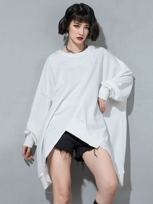Urban Solid Color Split-Joint Long Sleeve T-Shirt Top