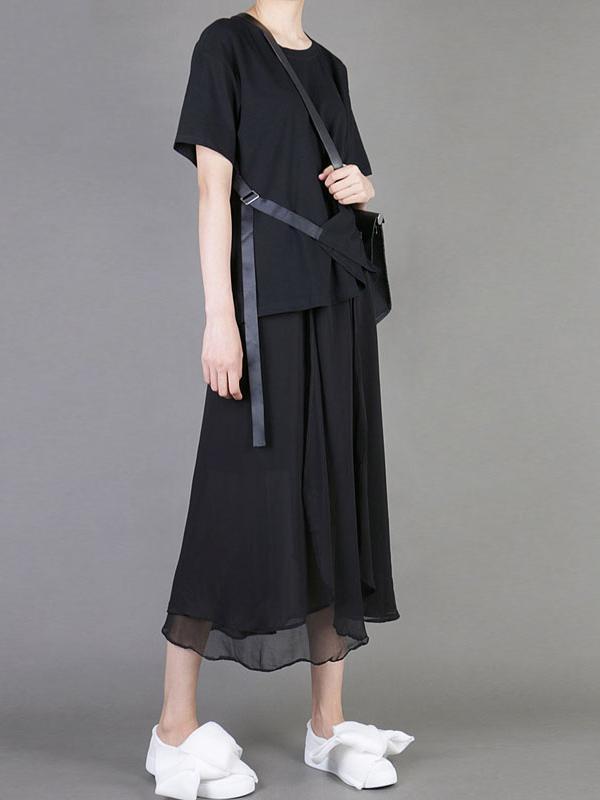 Original Solid Chiffon Pleats Skirt