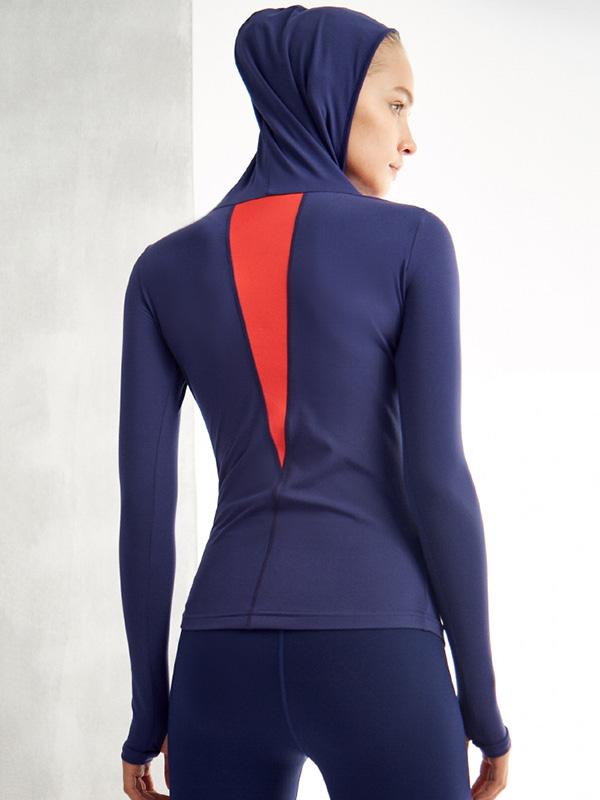 Wrap Breathable Contrast Color Hooded Sports Sweatshirts